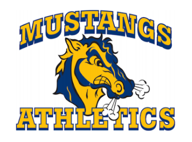 Snorting horse head with text Mustangs Athletics
