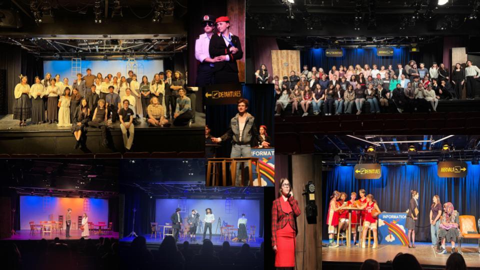 Collage of student participating in drama