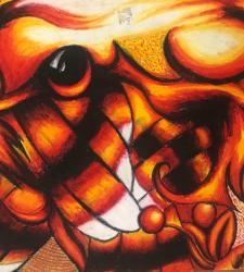 A warm-coloured abstract drawing